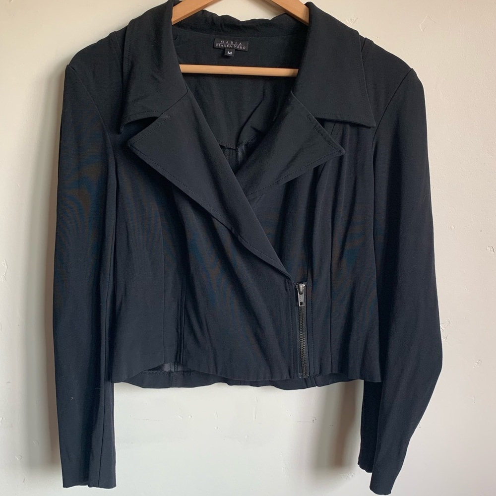 Maria Bianco Nero Moto Blazer Jacket Sz M